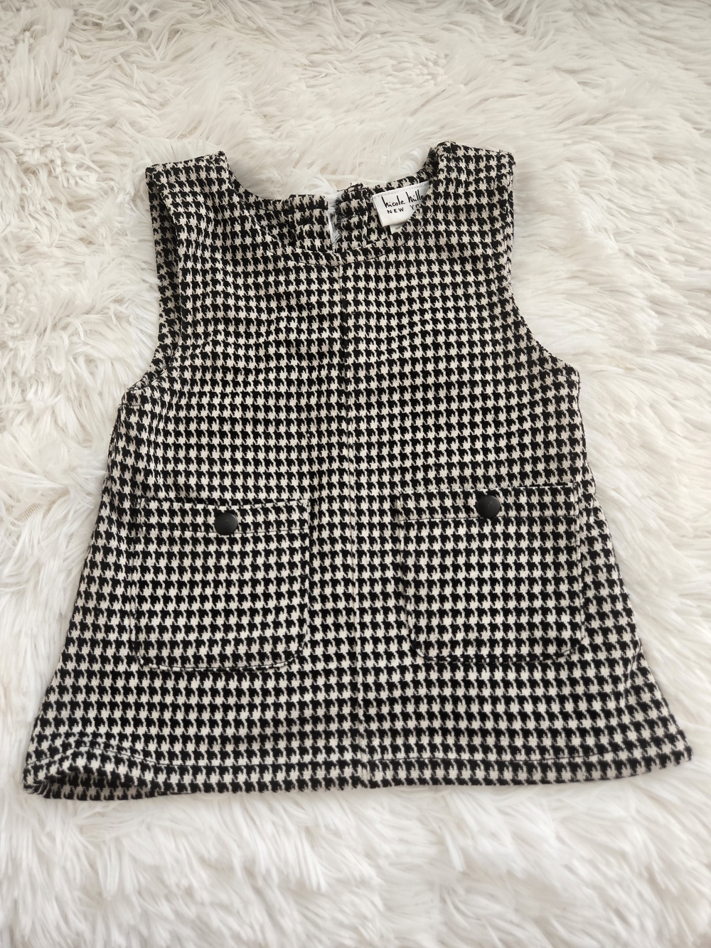 Nicole Miller Black and White Houndstooth Sleeveless Dress Top
